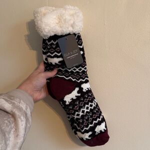 Women's Cozy Knit Socks - Black, White, and Burgundy